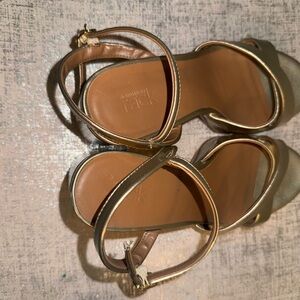 Metallic Gold Ankle-Strap Platform Sandals